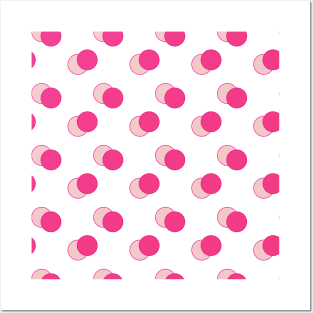 Geometric shapes, circles, balls, dotts, pink, red, molecules, geometry, polka, ornament, seamless,  repeat, Posters and Art